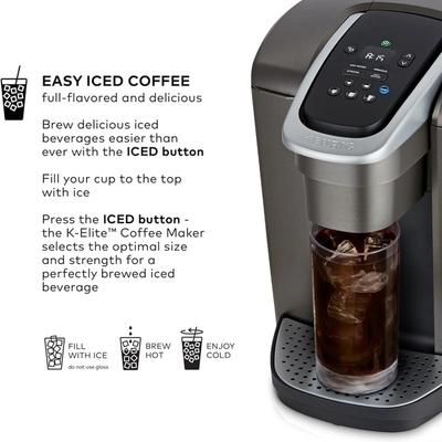 Keurig K-Elite Single Serve K-Cup Pod Coffee Maker, Brushed Silver view 3