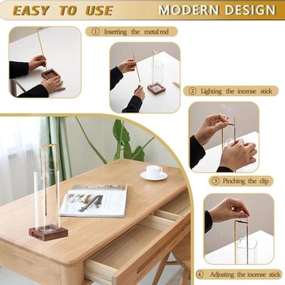 CEREMONY Wooden Incense Holder with Glass Ash Catcher view 1