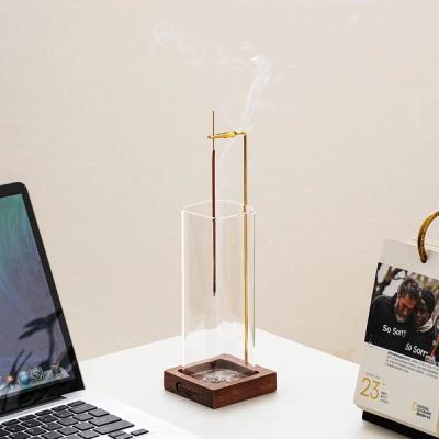 CEREMONY Wooden Incense Holder with Glass Ash Catcher view 2