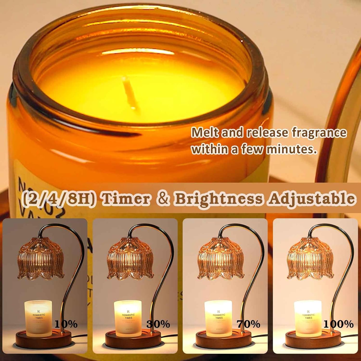 Funistree Vintage Flower Candle Warmer Lamp with Timer