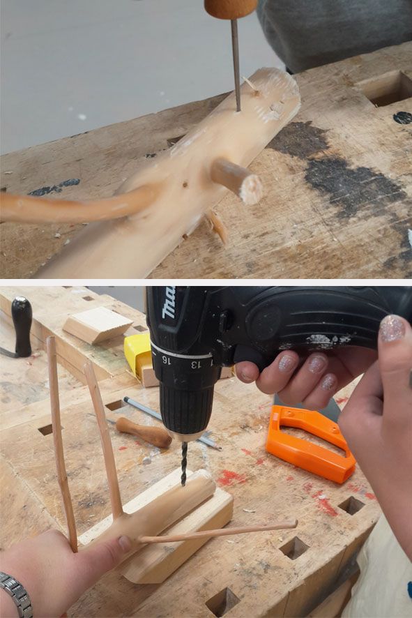 markerer med syl og borrer