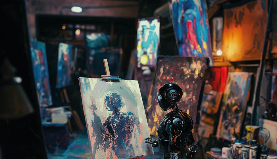 ki robot lager kunst