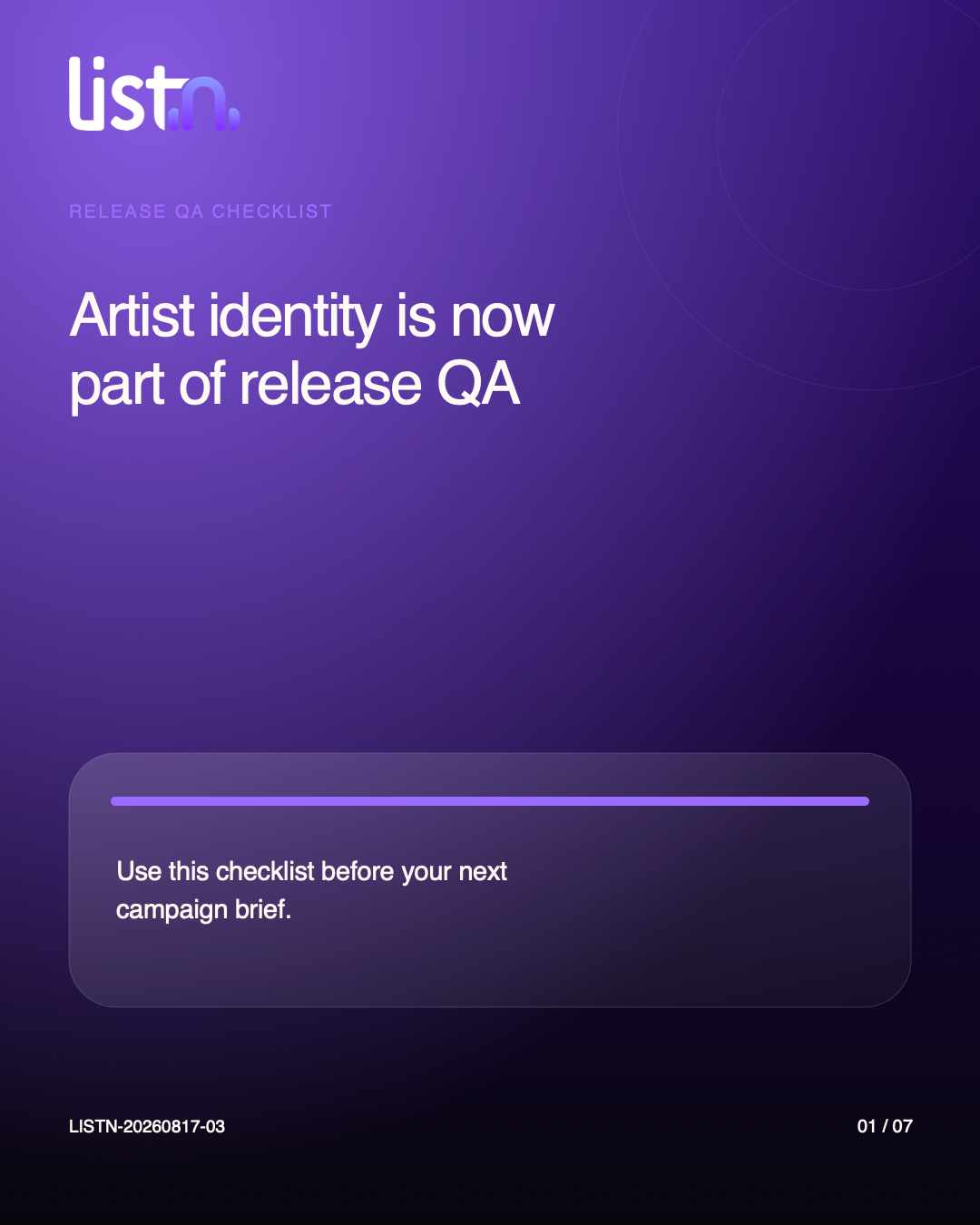 Artist identity is now part of release QA — LISTN checklist