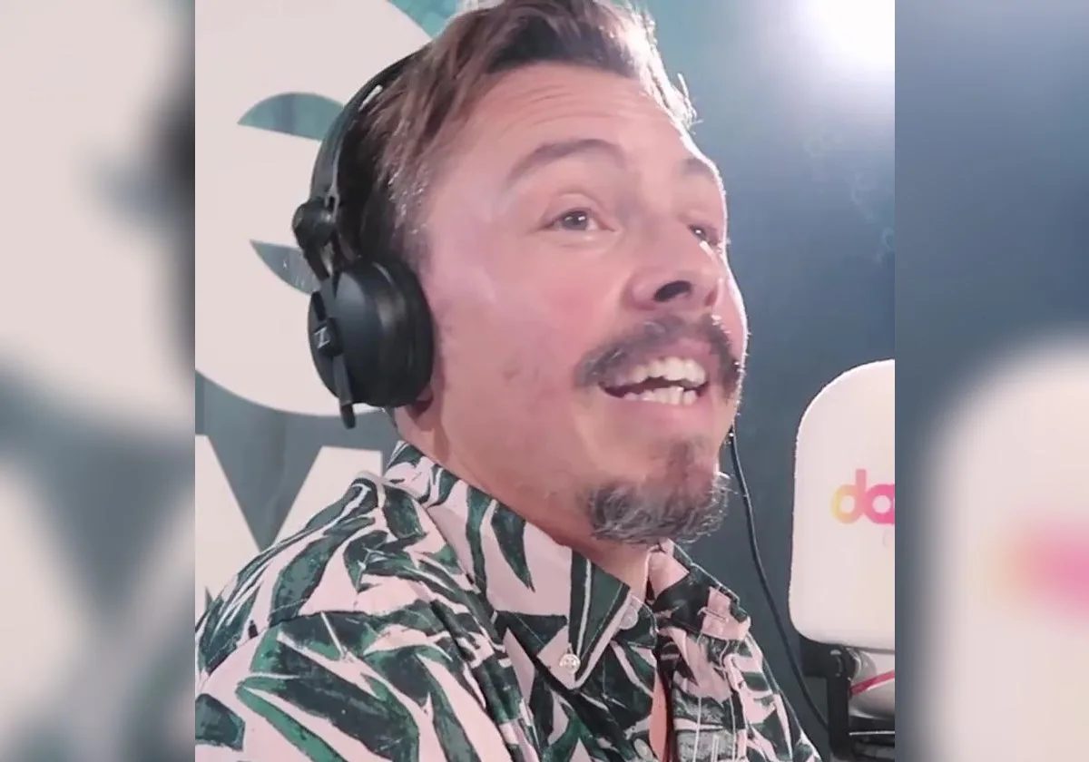 Purple Disco Machine speaking during a 2018 interview, photographed by 97.8 Dance FM