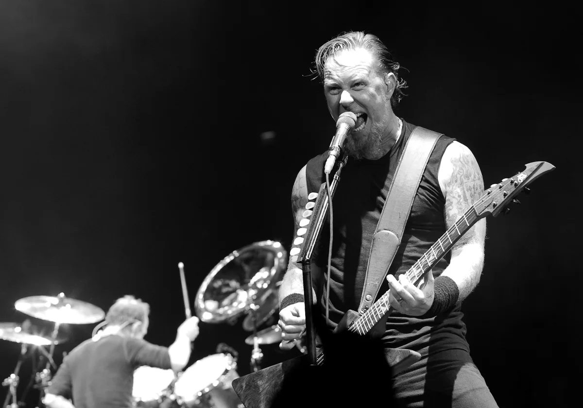 James Hetfield of Metallica performing live in London