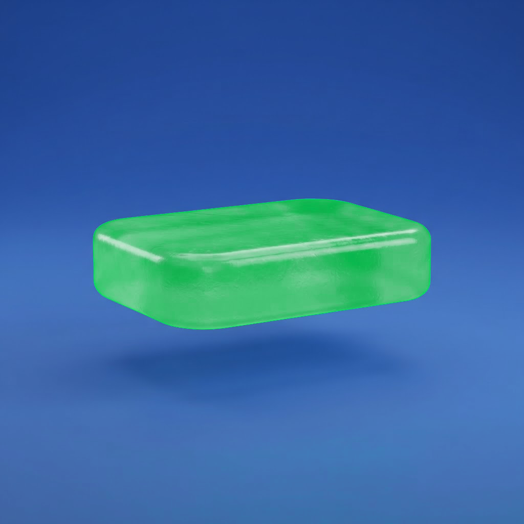 Render of a translucent Clearflow gel flocculant block