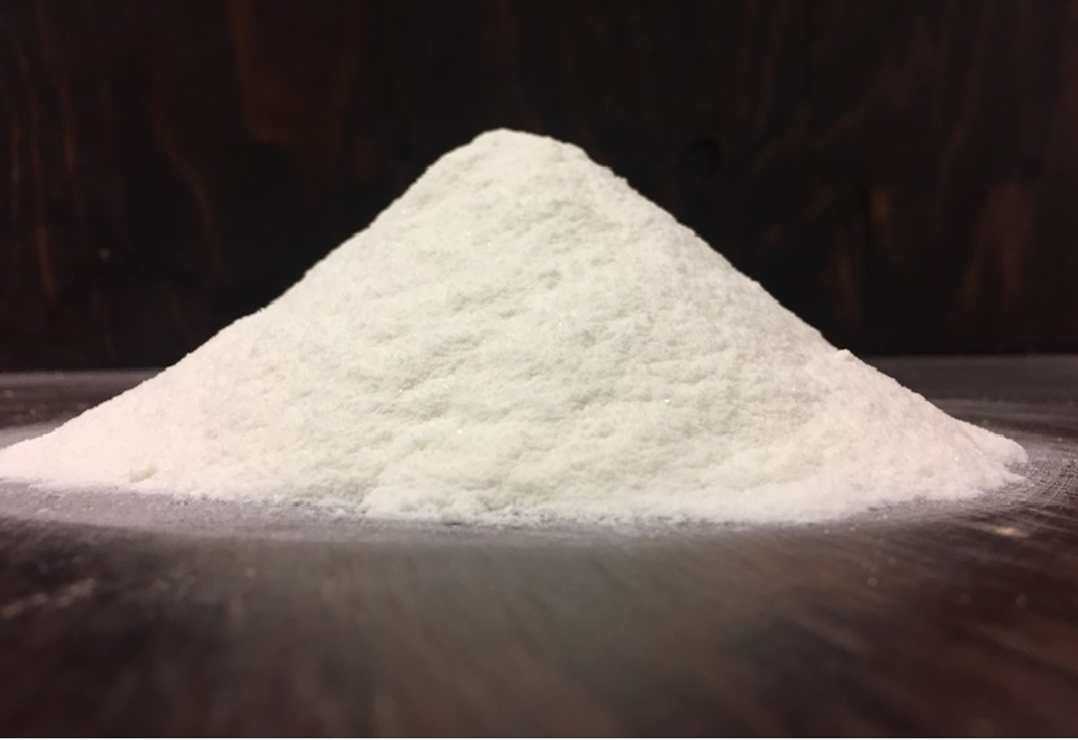 A pile of Clearflow granular flocculant powder