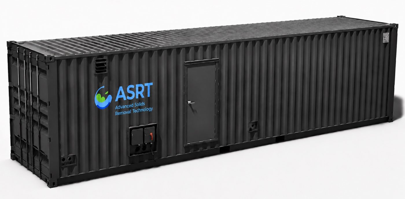 3D rendering of the Clearflow ASRT 40-foot ISO ocean container treatment unit