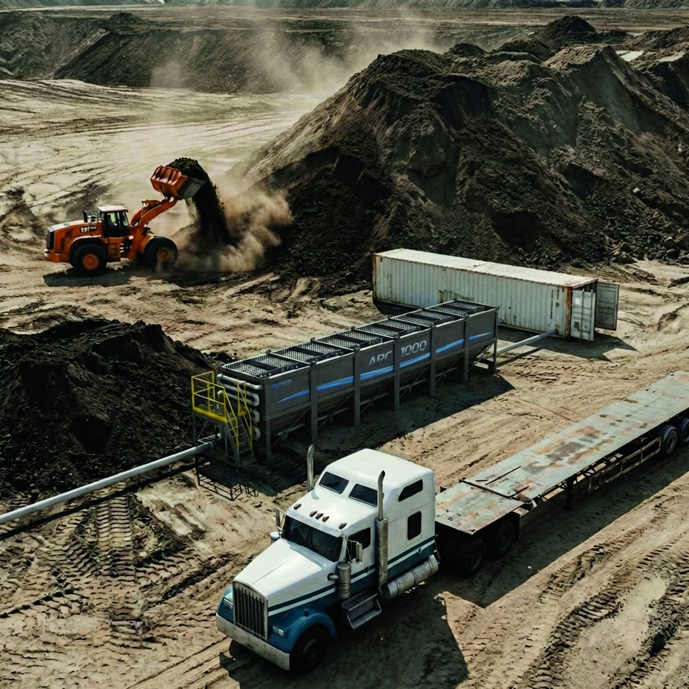 ARC 1000 unit being delivered and positioned at an aggregate operation