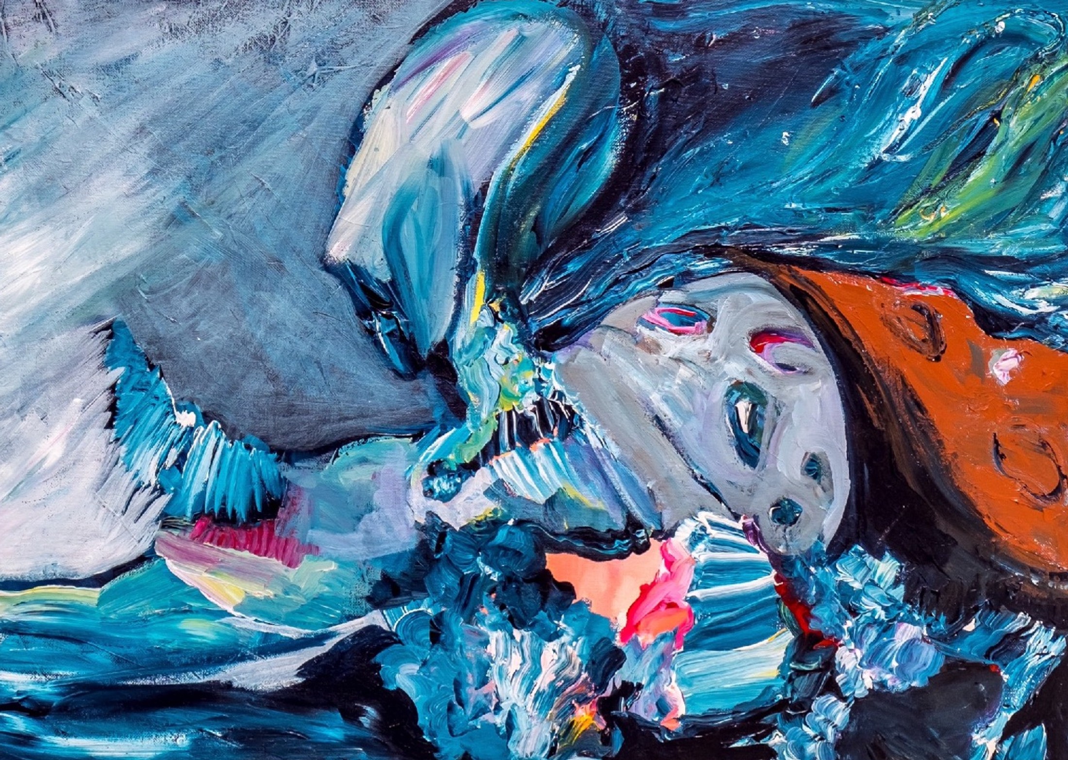 Archangel dragging a blind owl across the red sea