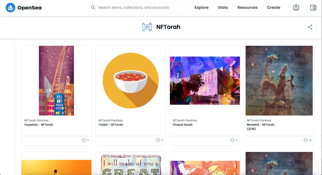 Source: opensea.io/NFTorah. A screenshot by Vasily Sonkin