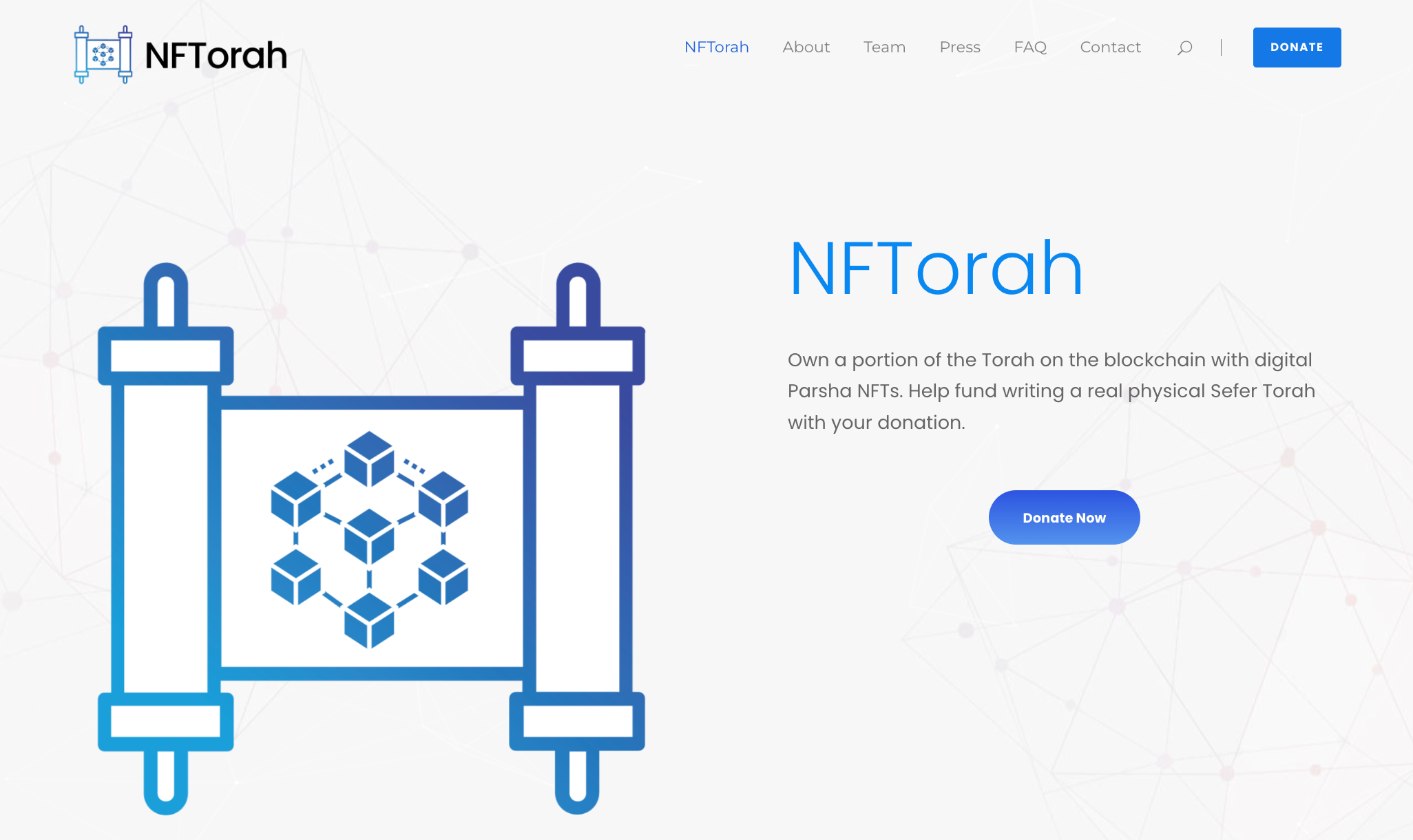 A screenshot of NFTorah website made by To The Moon