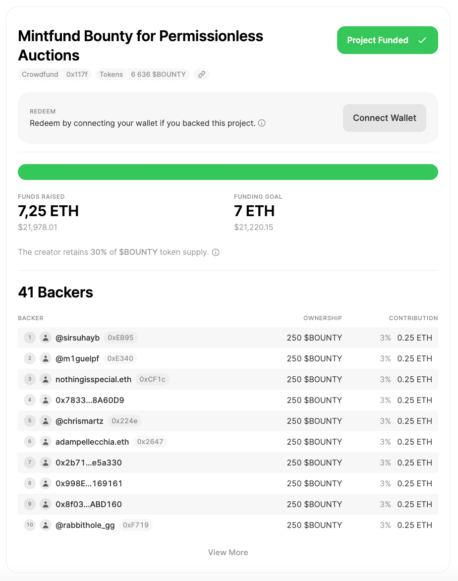 Source: mirror.xyz/dashboard/guide/crowdfunds. A screenshot by To The Moon