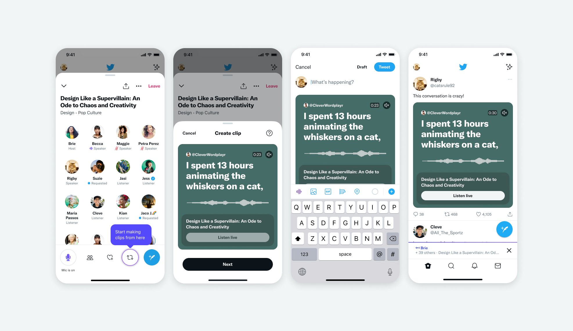 Creating a clip in the Twitter app