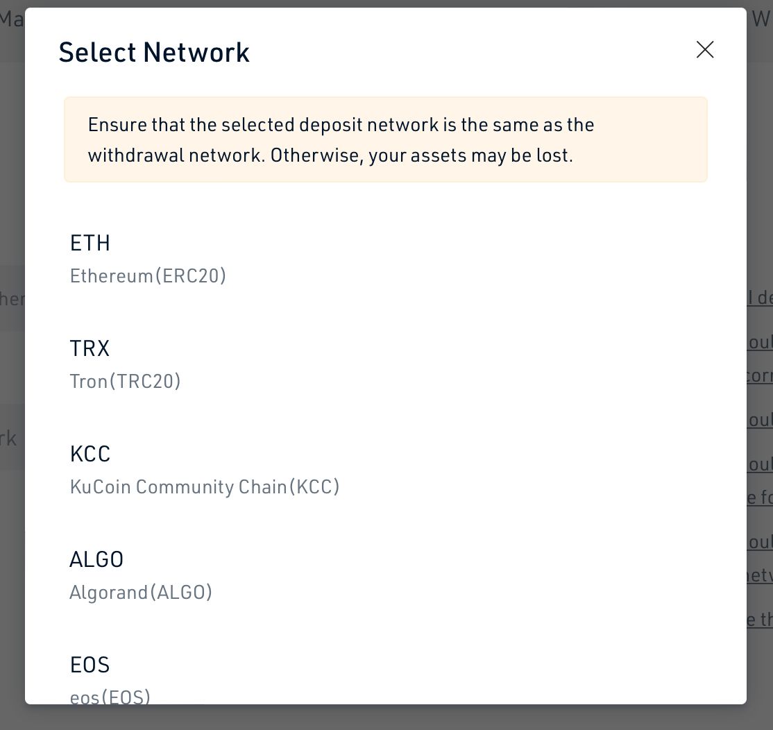 Some of blockсhain networks. Source: kucoin.com. A screenshot by To The Moon