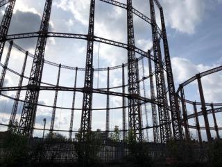 Gas-holders viewed from the Regent's Canal towpath
