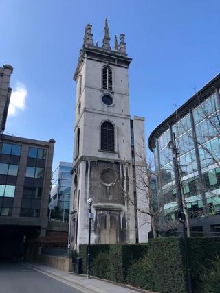 The tower of St Mary Somerset Church