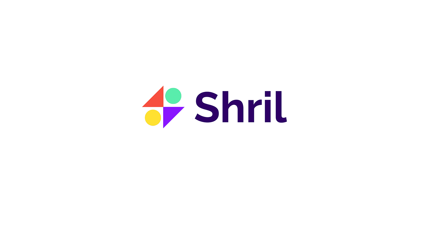 Shril logo with wordmark in purple on white