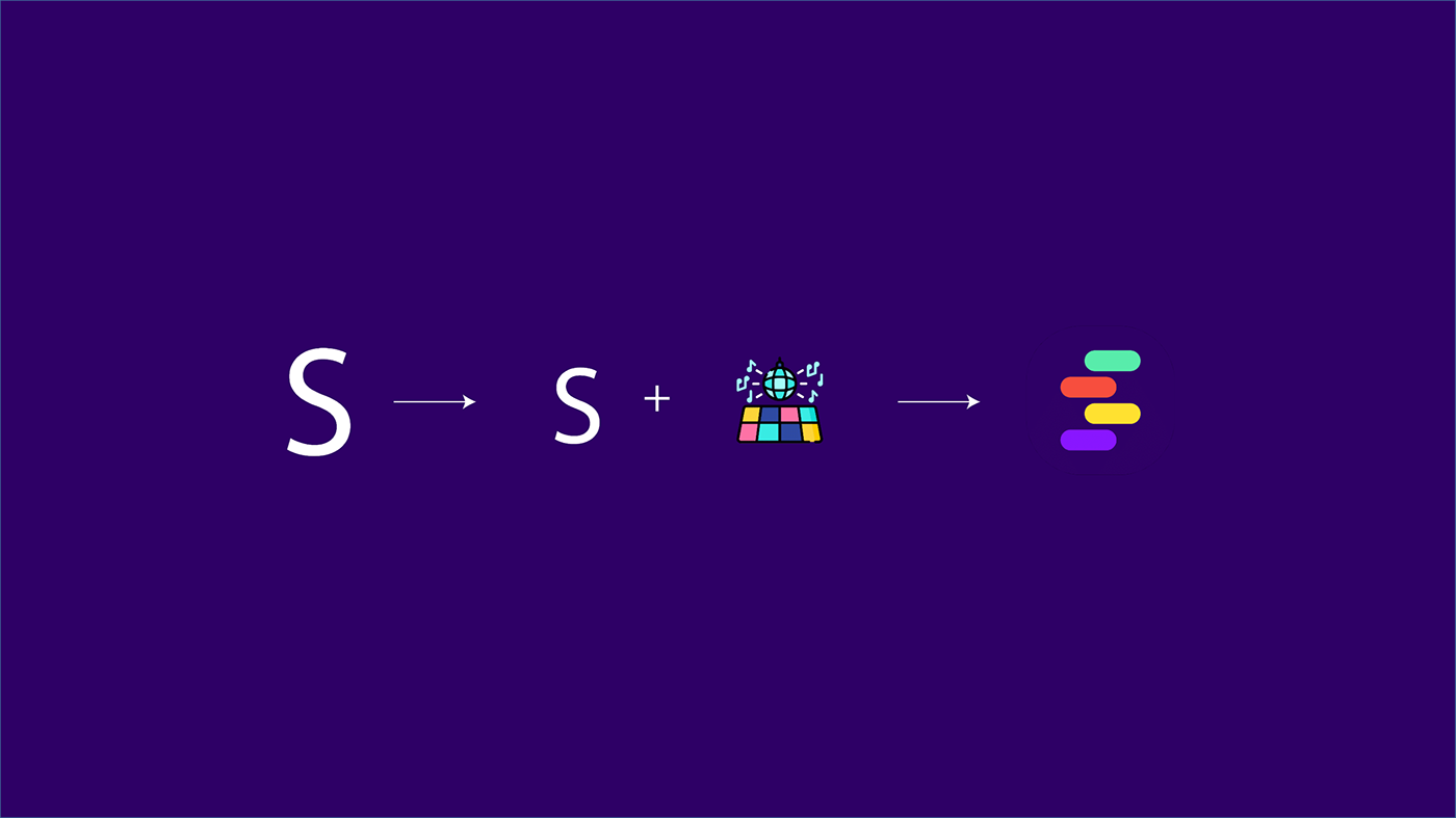 Shril logo sketch path from the letter S plus a grid to the stacked-bar mark