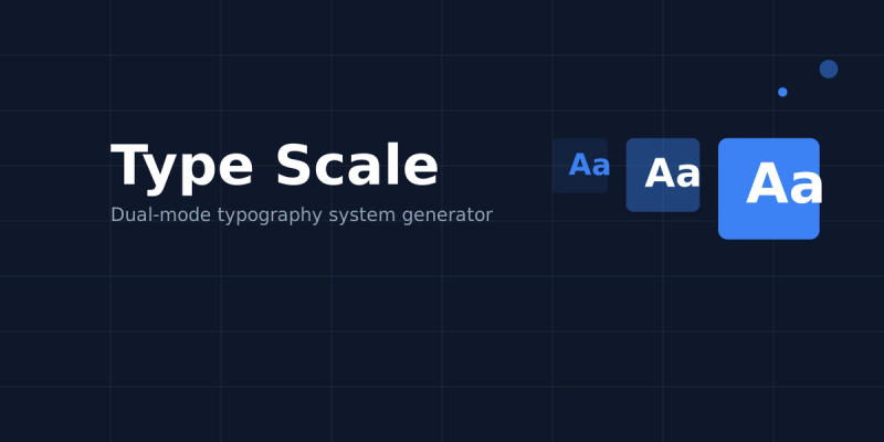 TypeScale Generator plugin panel showing Desktop and Mobile type scales in a split preview beside an auto-layout typography specimen frame in Figma.