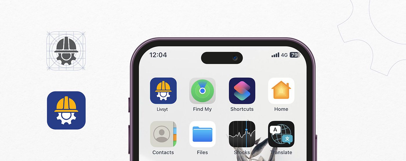 LivSYT app icon on a phone home screen with the grid-built mark beside it
