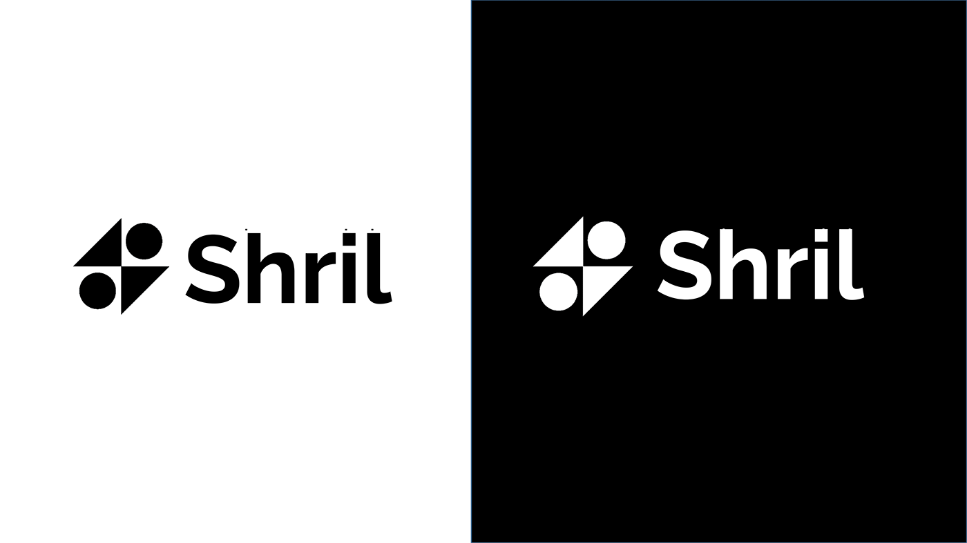 Shril logo in black on white and in white on black