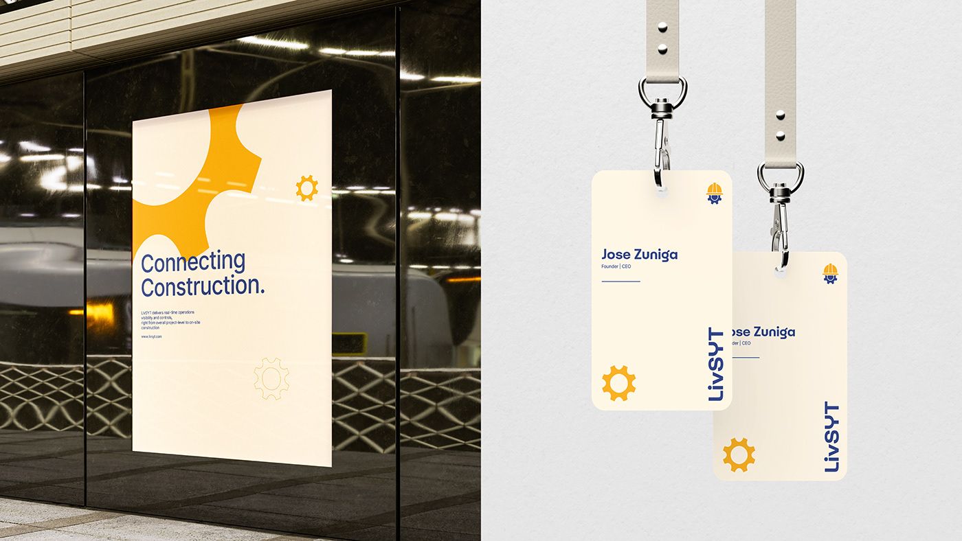 LivSYT cream poster beside two staff ID lanyards