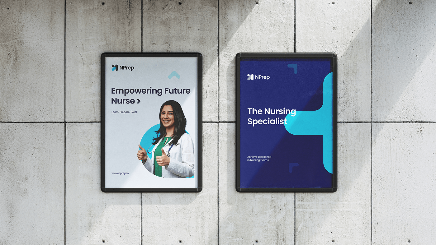 Two NPrep posters on a concrete wall reading Empowering Future Nurse and The Nursing Specialist