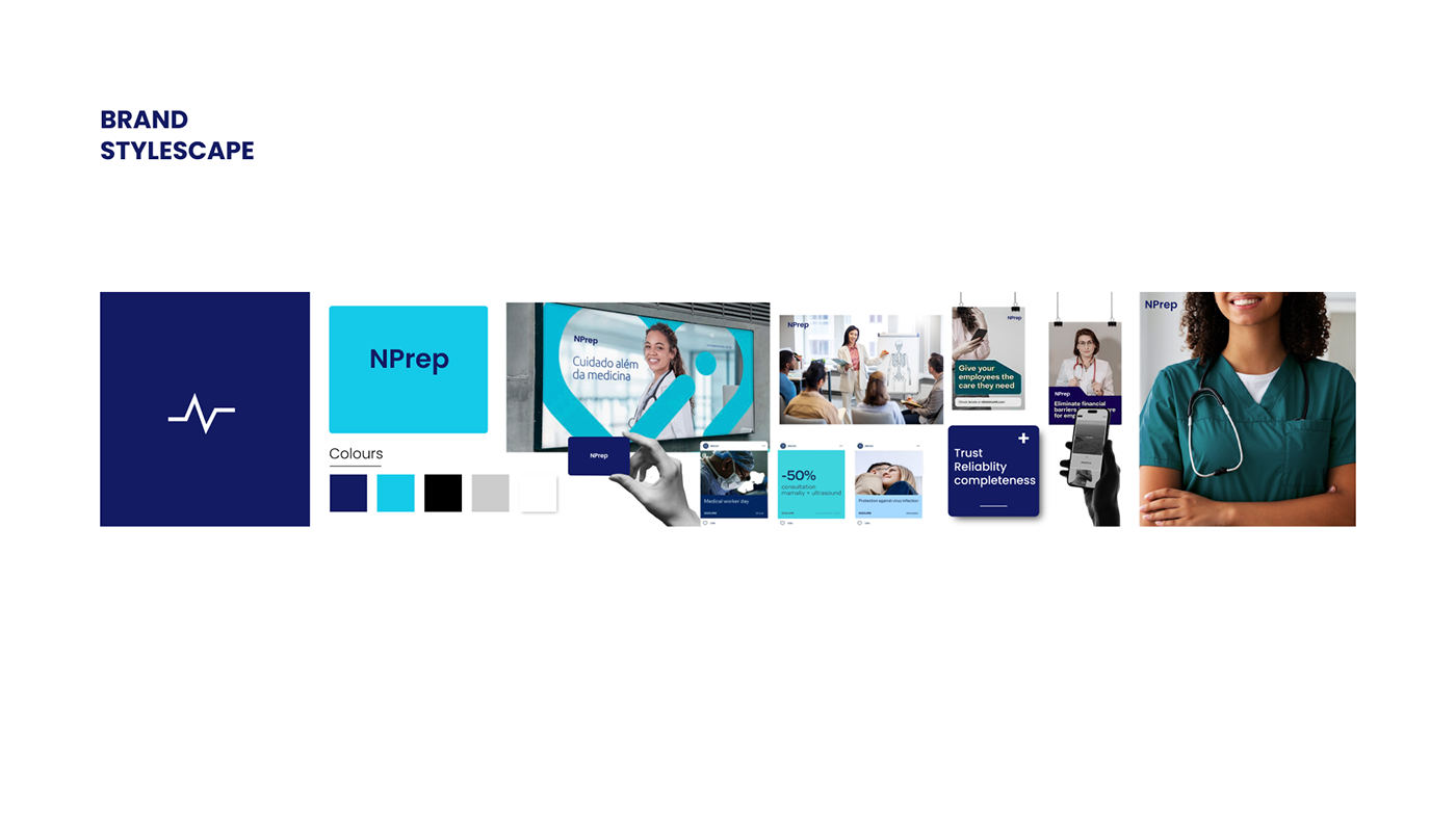 NPrep brand stylescape with colors, photography and interface fragments