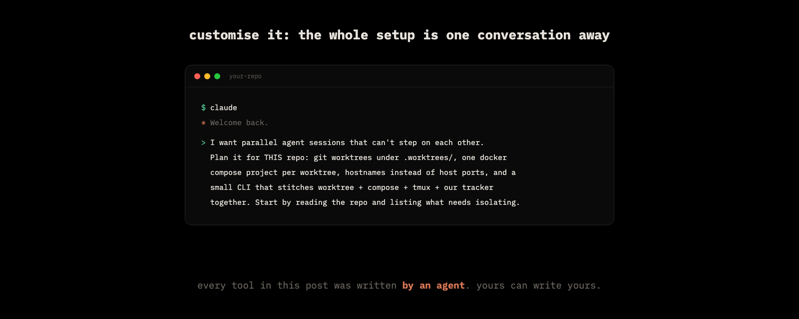 Customise it: the whole setup is one conversation away