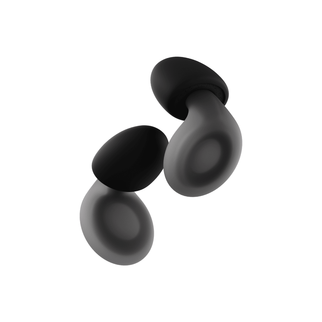 Loop Dream earplugs in black, a pair shown side by side