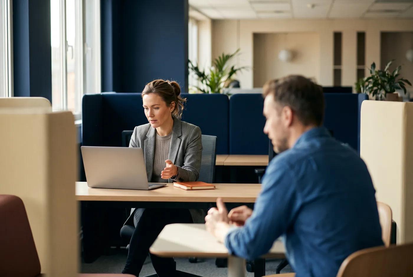 Recruiter aan het werk aan een bureau in een modern kantoor