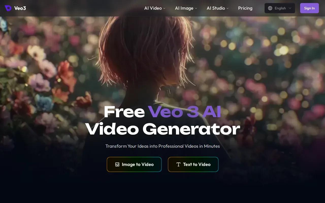 Screenshot of the Veo3 AI website
