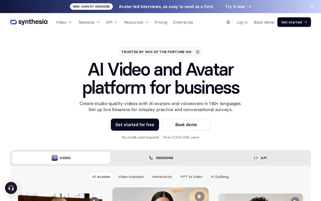 Screenshot of the Synthesia website