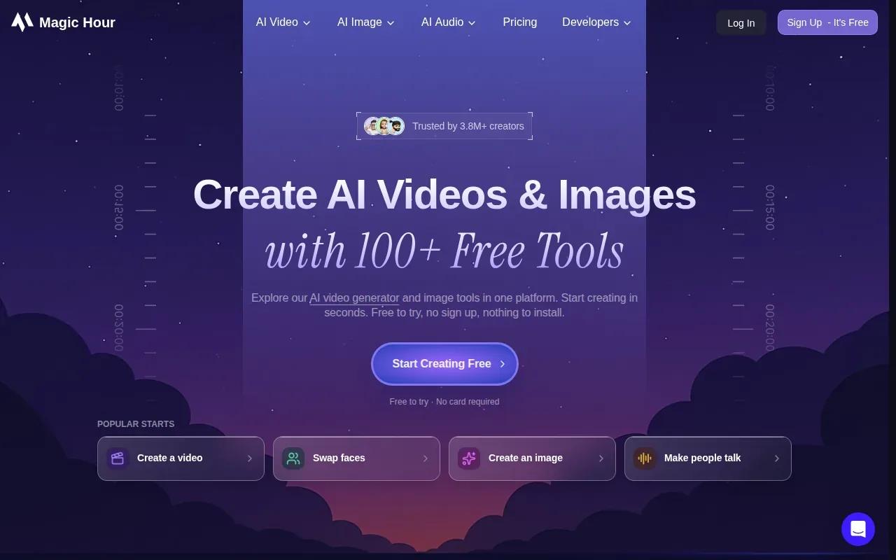 Screenshot of the Magic Hour website