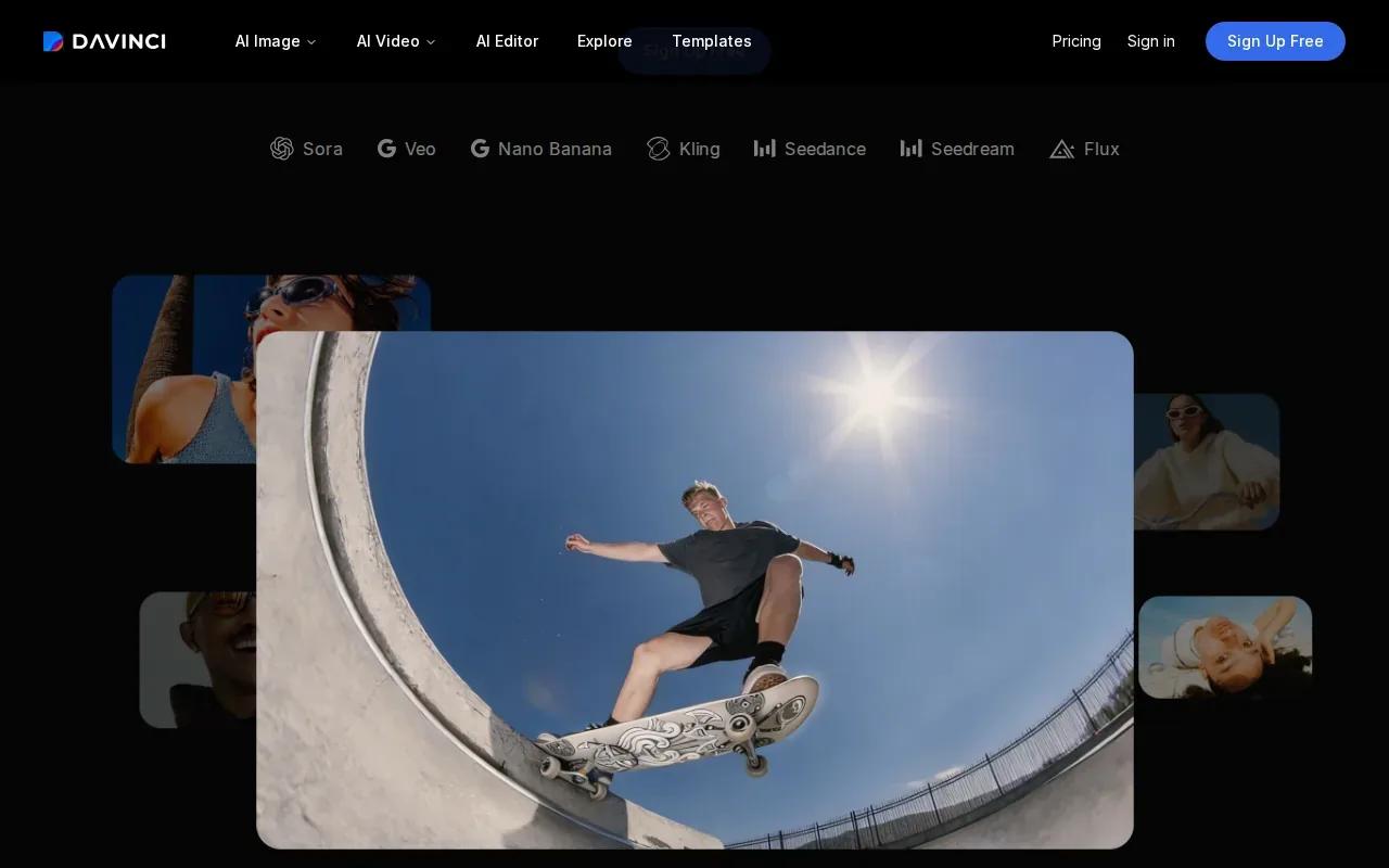 Screenshot of the DaVinci website