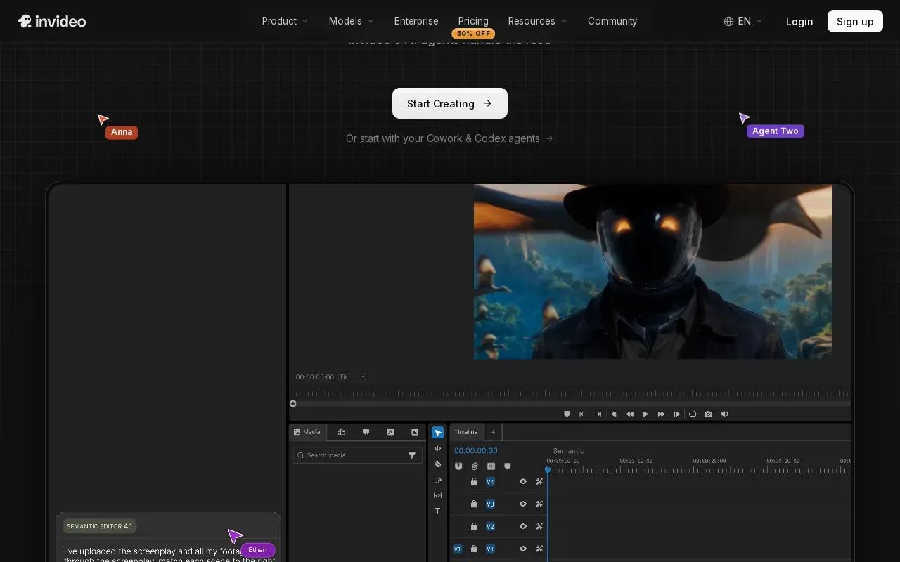 Screenshot of the InVideo website
