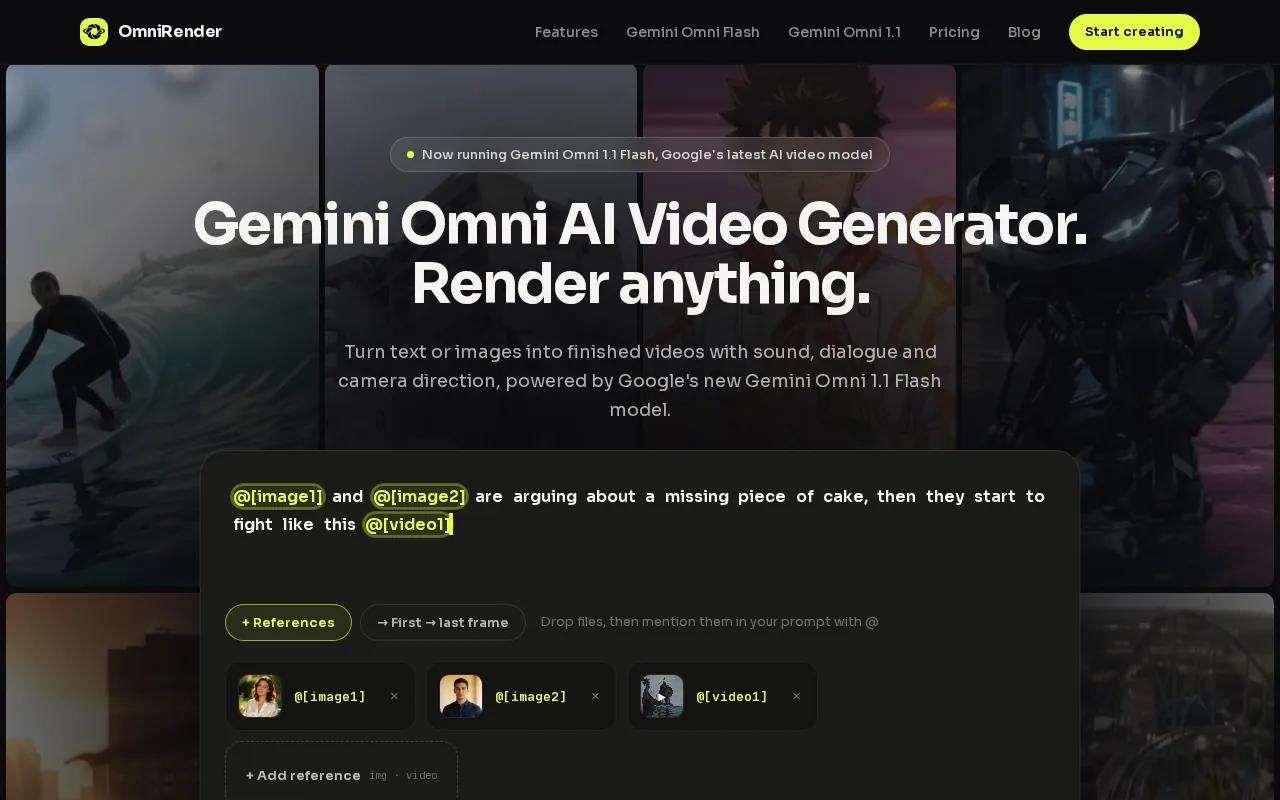 Screenshot of the OmniRender website