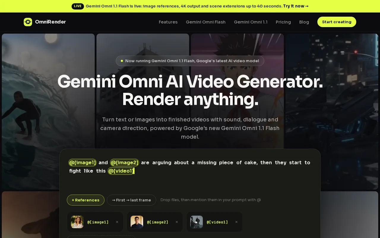 Screenshot of the OmniRender website