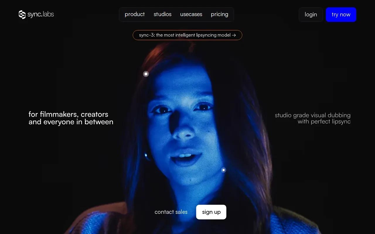 Screenshot of the Sync Labs website