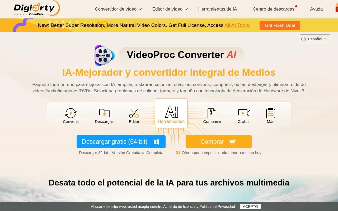 Screenshot of the VideoProc Converter AI website