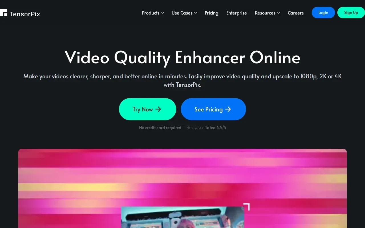 Screenshot of the TensorPix website