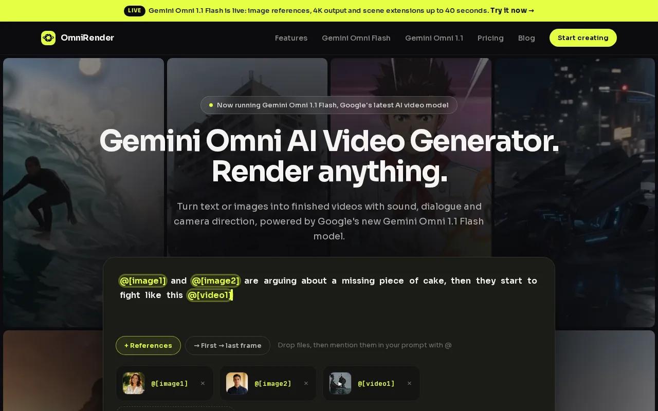 Screenshot of the OmniRender website