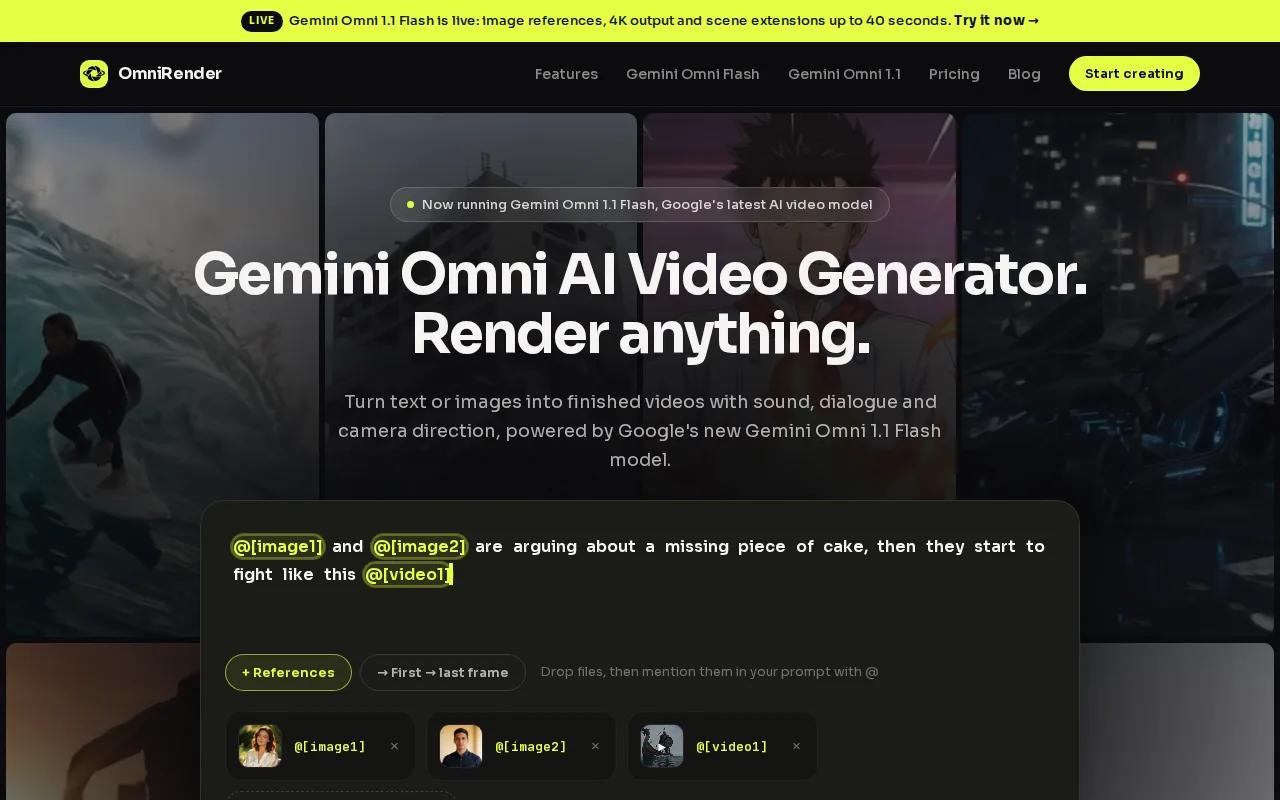 Screenshot of the OmniRender website