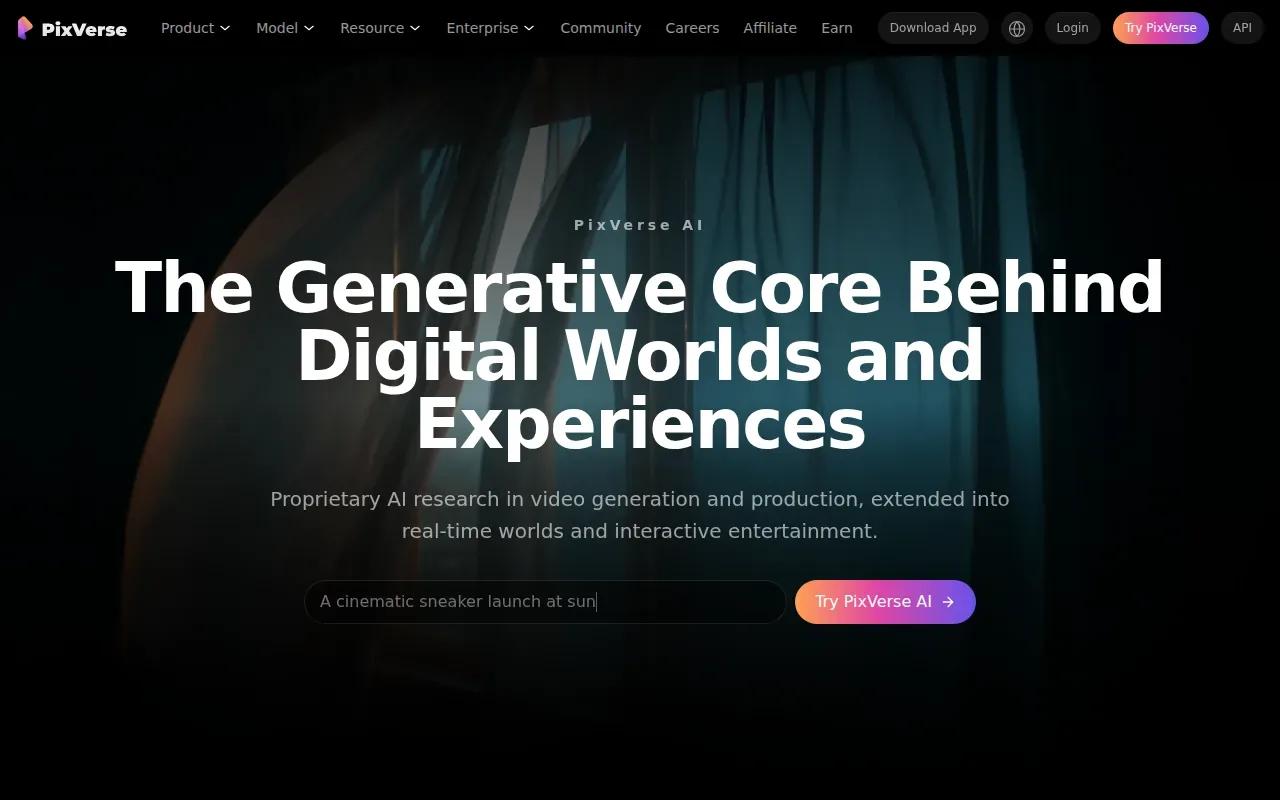 Screenshot of the PixVerse website