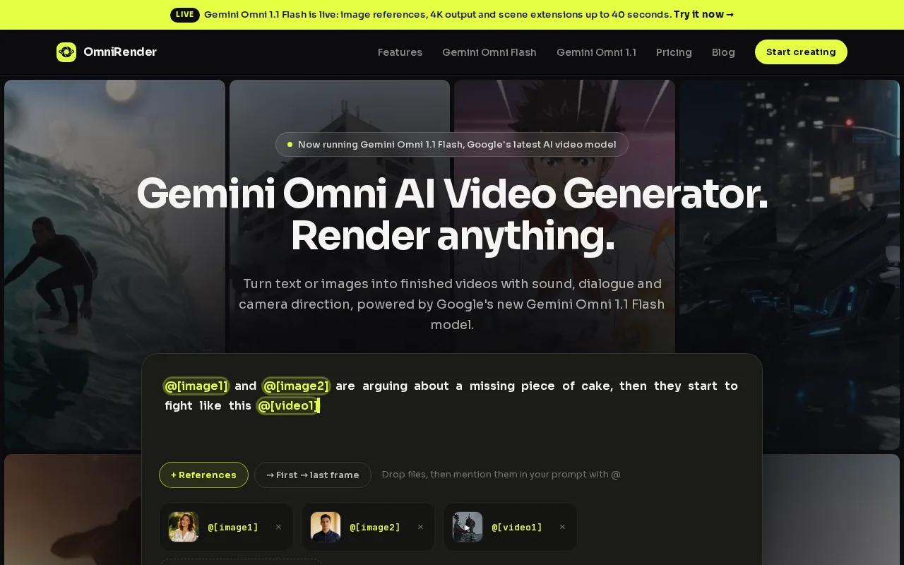 Screenshot of the OmniRender website