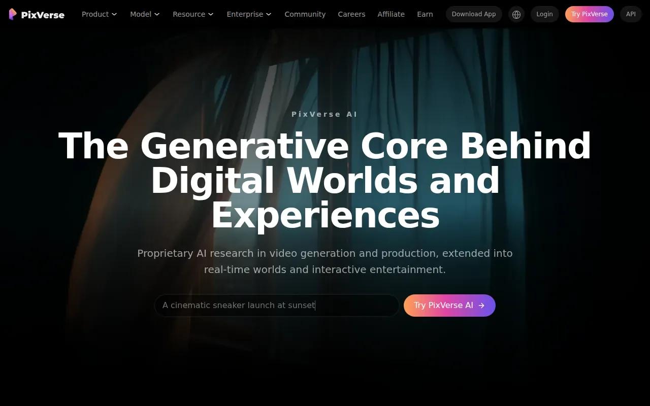 Screenshot of the PixVerse website