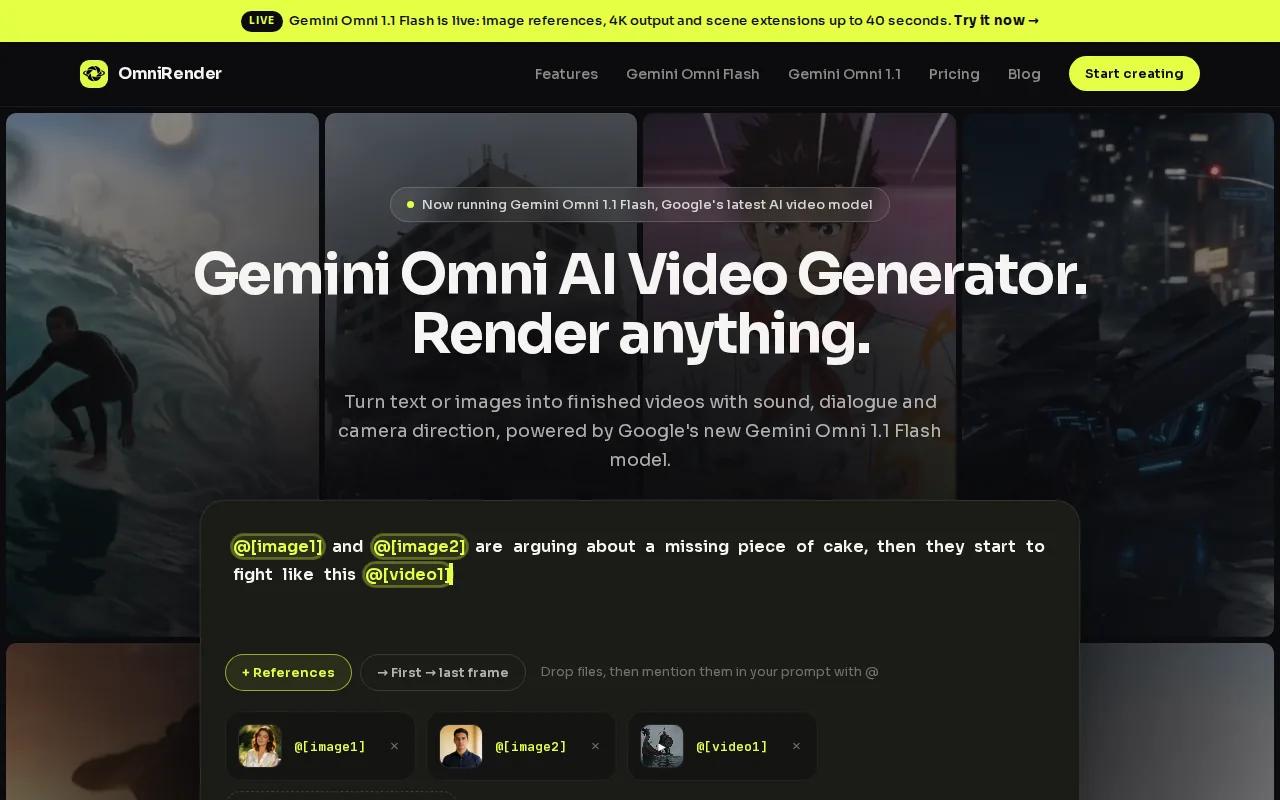 Screenshot of the OmniRender website