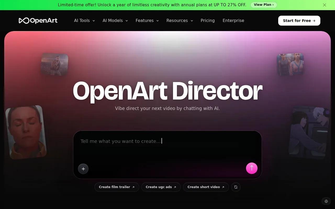 Screenshot of the OpenArt Director website