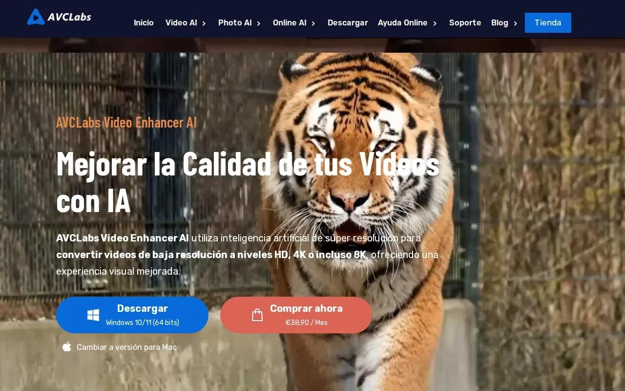 Screenshot of the AVCLabs AI Video Enhancer website